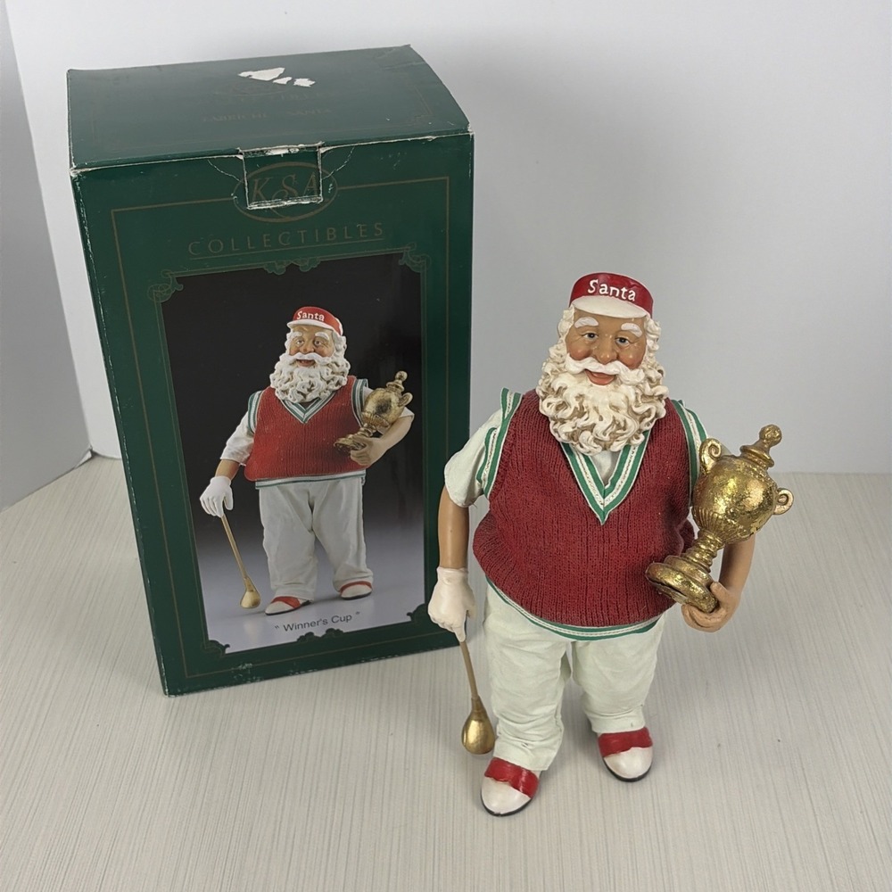 Christmas Decor Kurt Adler Winners Cup 11" Golfing Santa Fabriche